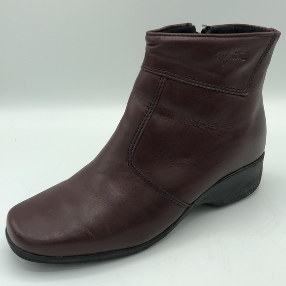 Martino Canada Burgundy Leather Booties Size 8 - Picture 4 of 14